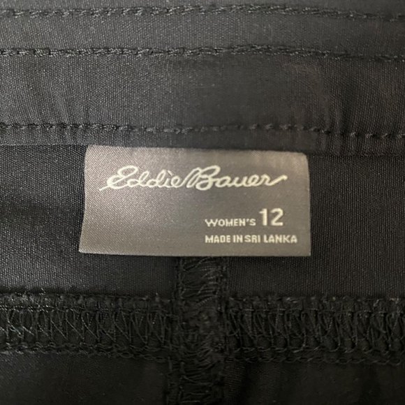 Eddie Bauer Tech Capri Pants Womens 12 Navy Black Stretch Hiking Trail Casual - Picture 9 of 9